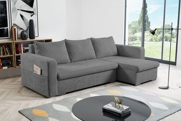 Feldmann-Wohnen Ecksofa Asti, 234cm Farbe wählbar mit Schlaffunktion und Bettkasten