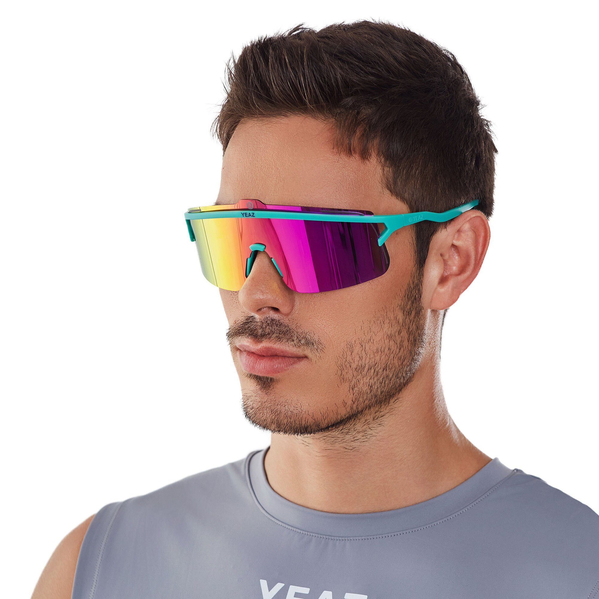YEAZ Sportbrille SUNSHADE sport-sonnenbrille black/silver, Erlebe perfekte Sicht, Komfort und Style grün / lila