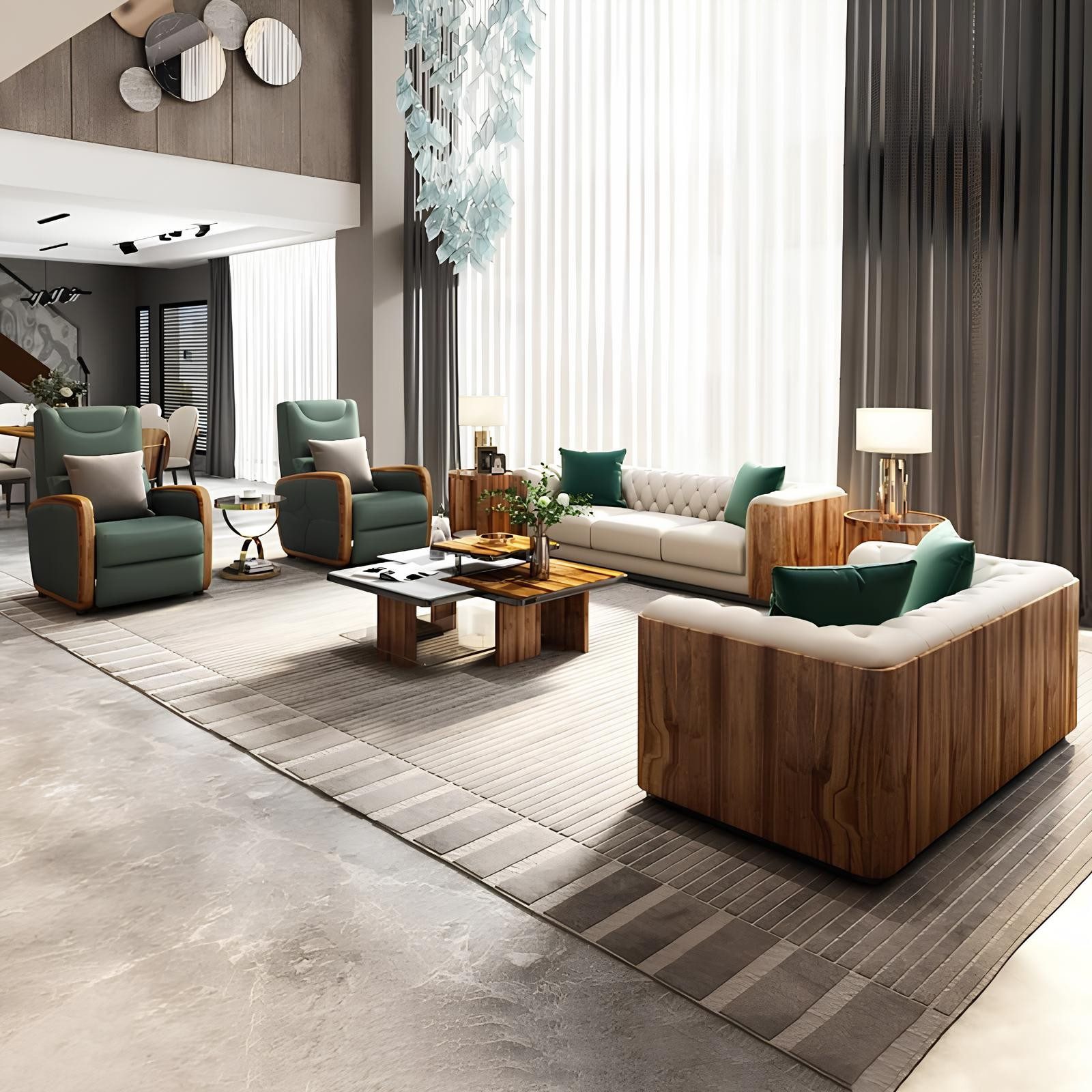 Xlmoebel Polstergarnitur Luxus Leder Sofa 4tlg. Designer Sofagarnitur Couch Möbel, (4-tlg), Made in Europa