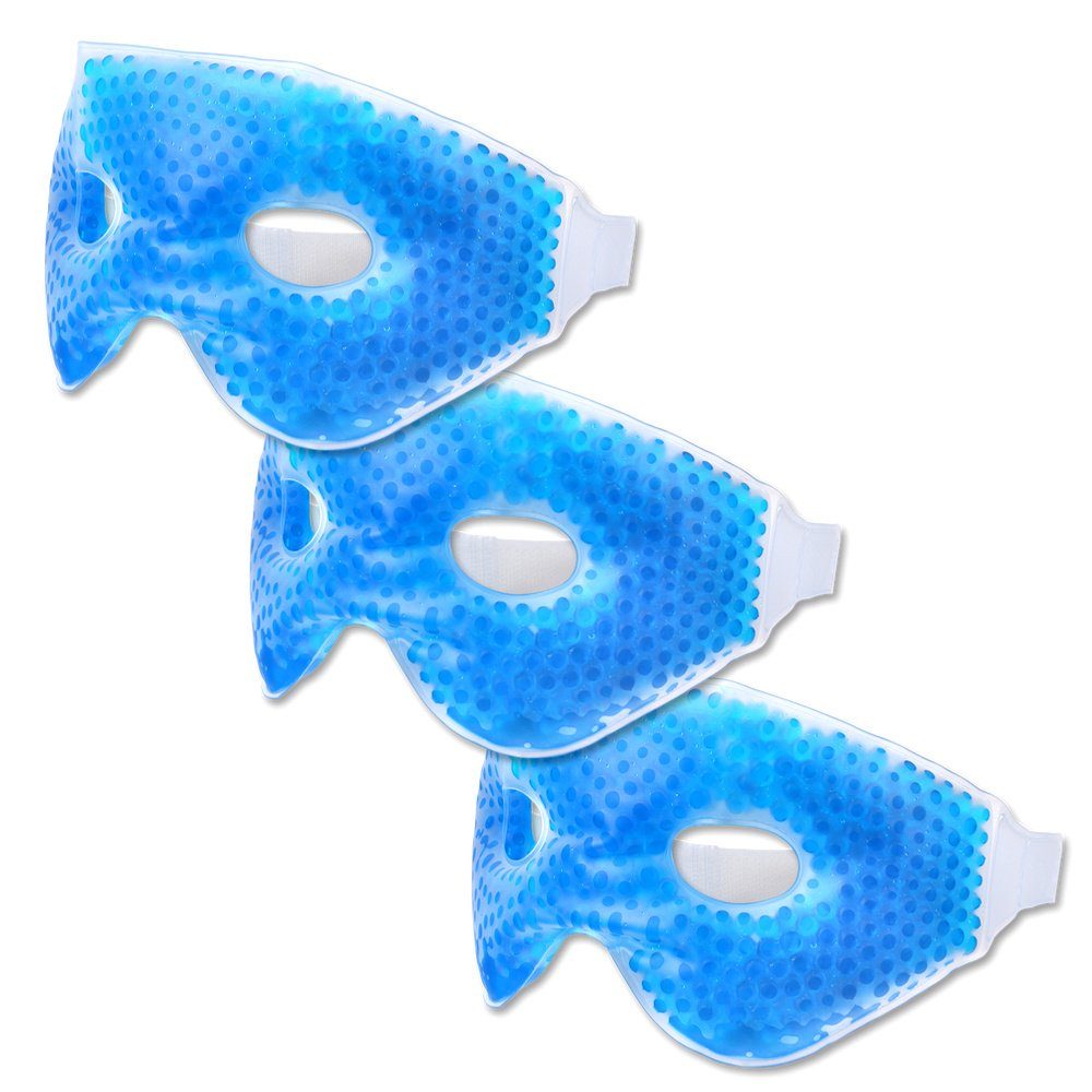 Schramm Kühlpad Schramm® 3er Pack Kühlmasken mit Gel Perlen Kühlmaske Kühlbrille Augenmaske Gelmaske Schlafmaske Entspannungsmaske Gelbrille Migräne Maske Brille