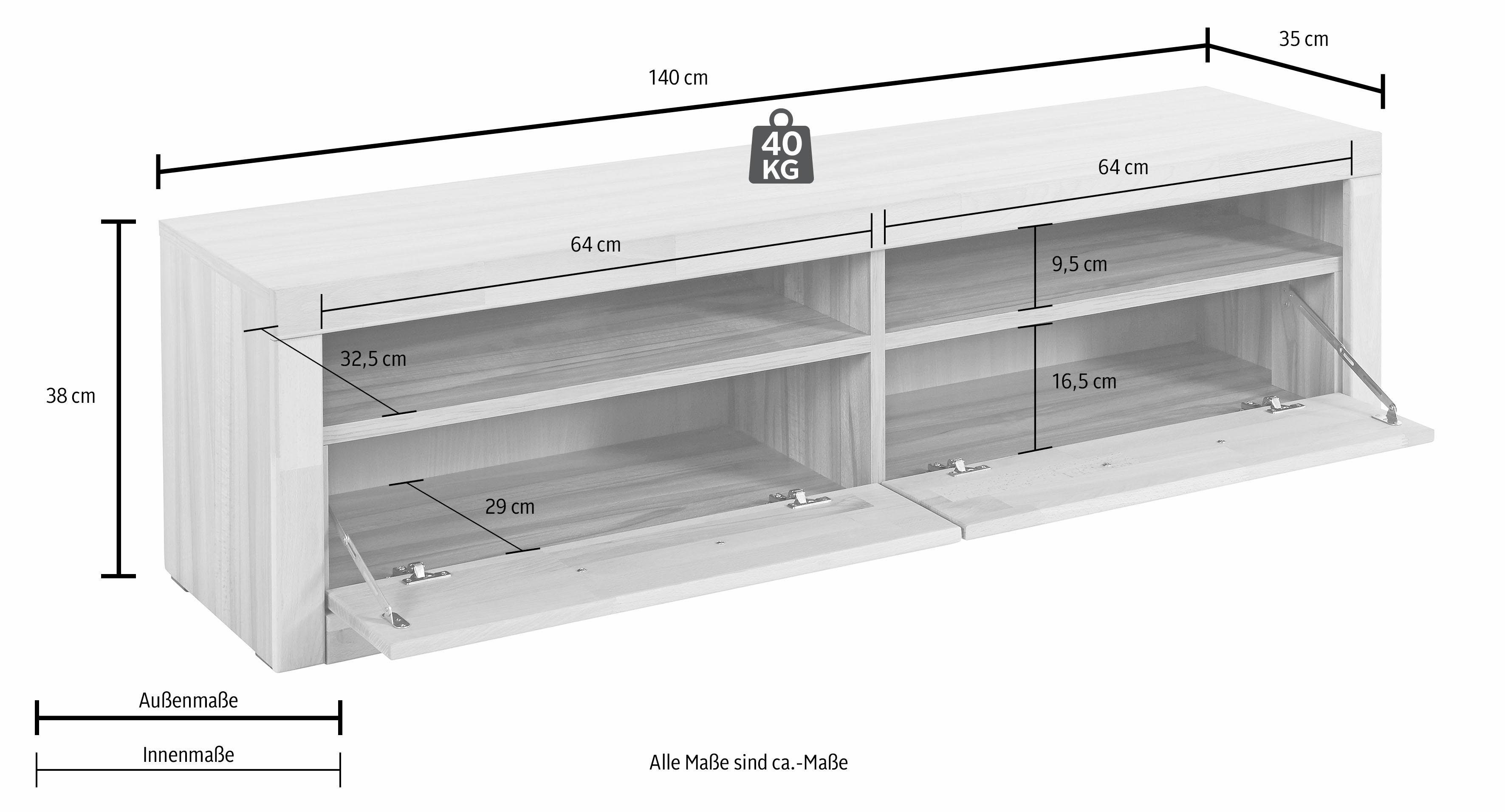 Home affaire Lowboard Ribe,140cm breit,38cm hoch günstig online kaufen