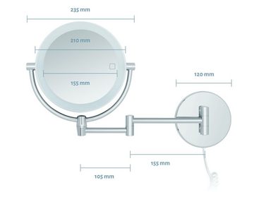 Libaro Kosmetikspiegel Modena, LED Kosmetikspiegel, Vergrößerung 3x / 7x 2-seitig, 360°, Dimmer