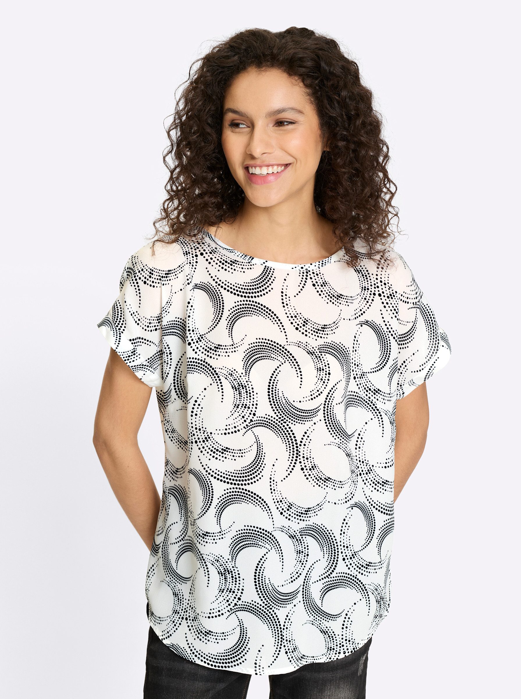 heine Klassische Bluse Druck-Bluse Kurzarm günstig online kaufen