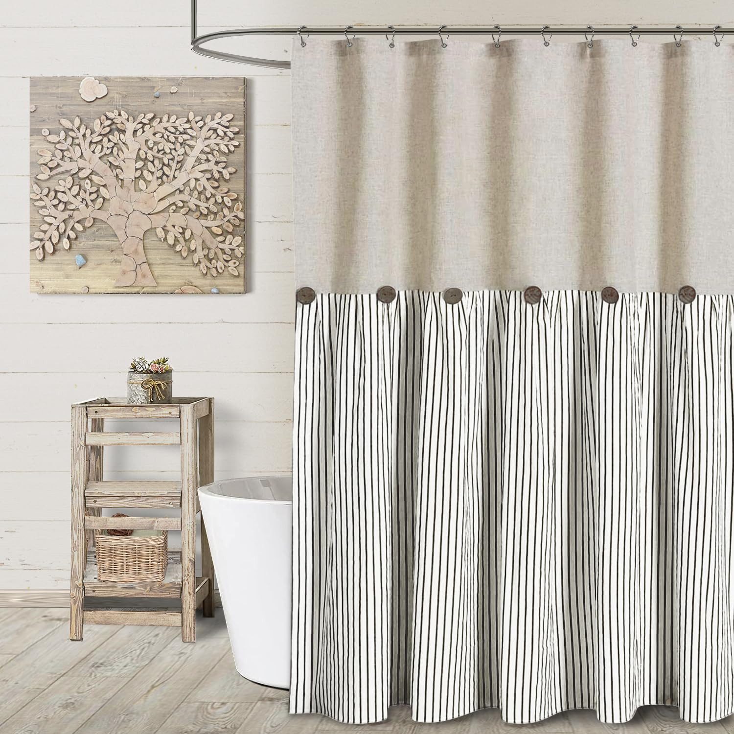 Coonoor Duschvorhang Bauernhaus Duschvorhang Gestreiftes Design, günstig online kaufen