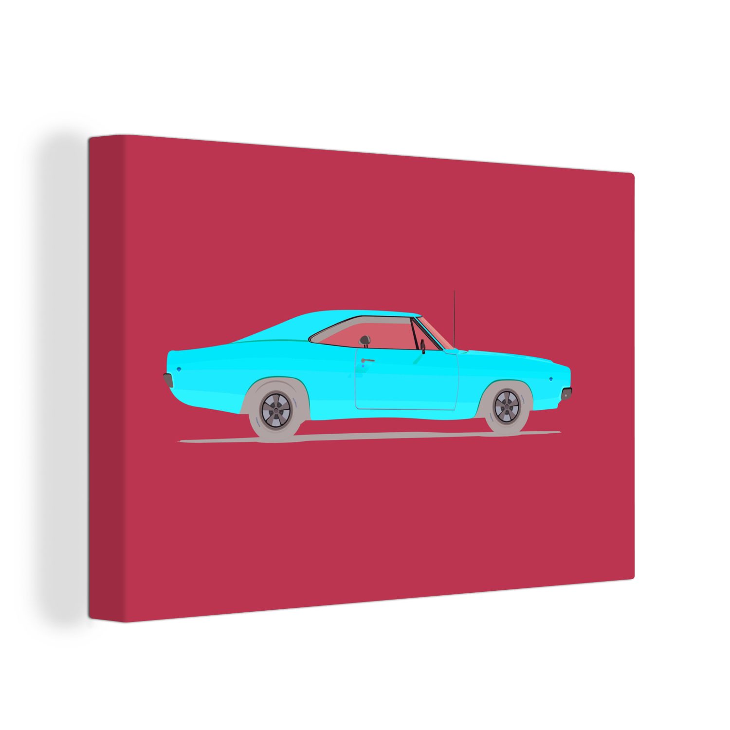 OneMillionCanvasses® Leinwandbild Auto - Rot - Oldtimer, (1 St), Wandbild Leinwandbilder, Aufhängefertig, Wanddeko, 30x20 cm