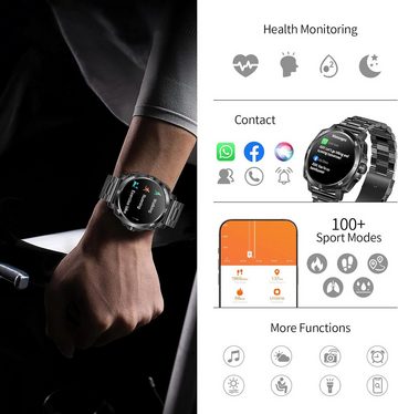 JUBUNRER Herren's Telefonfunktion HD Touchscreen Fitness Tracker Smartwatch (4,8 cm/1,89 Zoll, Android/iOS), IP68 Wasserdicht mit Herzfrequenz Schlaf Gesundheitsuhr Schrittzähler