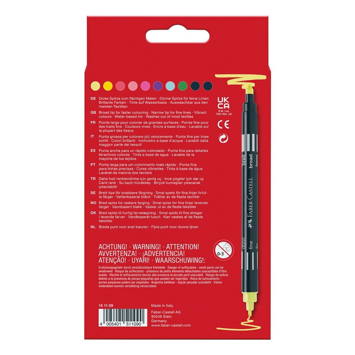 Faber-Castell Filzstift Neon, (10-tlg), 10er Set, Doppelfasermaler