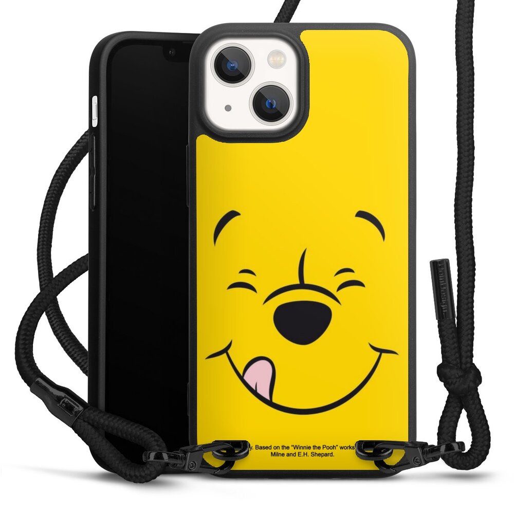 DeinDesign Handyhülle Winnie Puuh Offizielles Lizenzprodukt Disney Puuh Closeup, Apple iPhone 13 Mini Premium Handykette Hülle mit Band Cover mit Kette