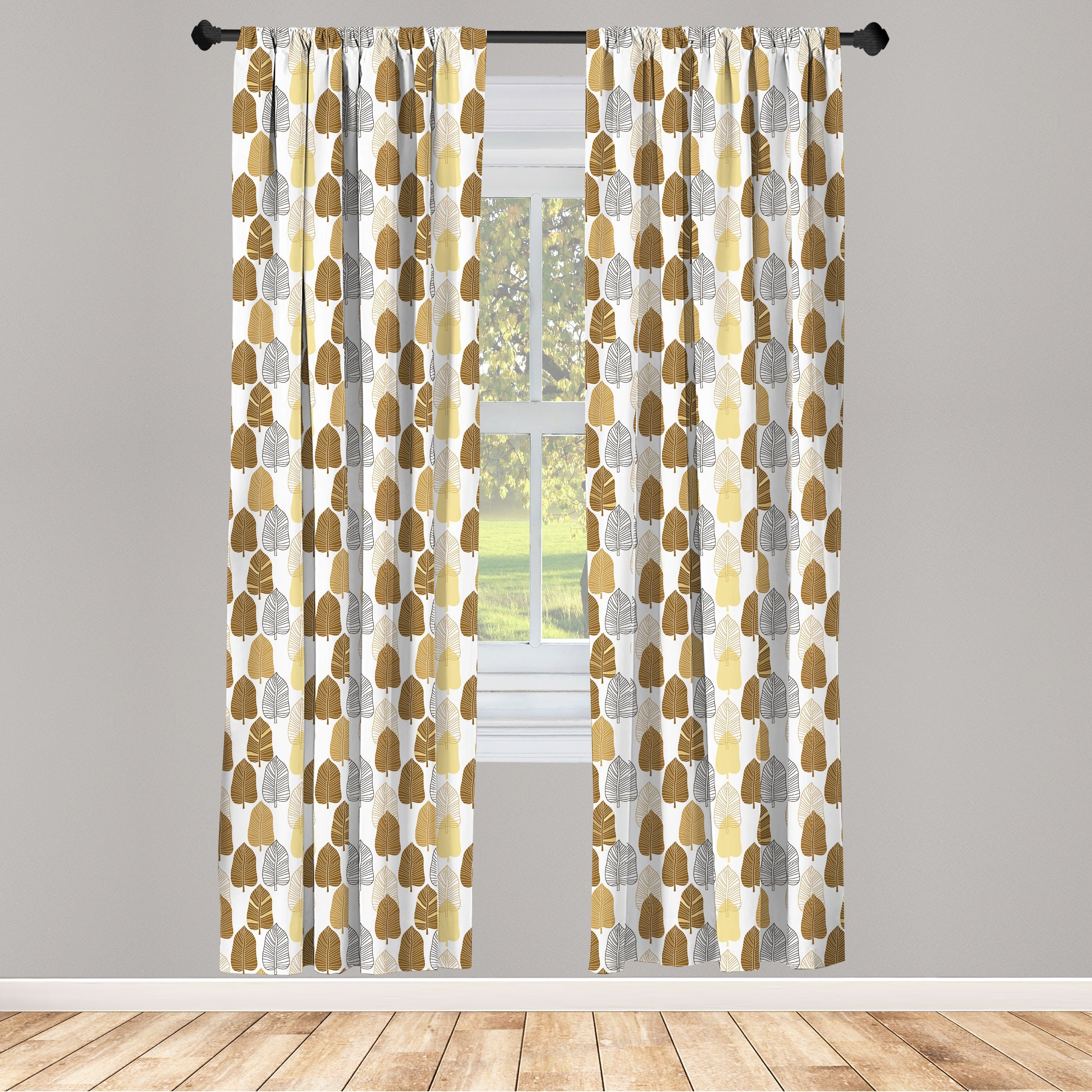 Gardine Vorhang für Wohnzimmer Schlafzimmer Dekor, Abakuhaus, Microfaser, Blätter Sketch Laub Herbstsaison