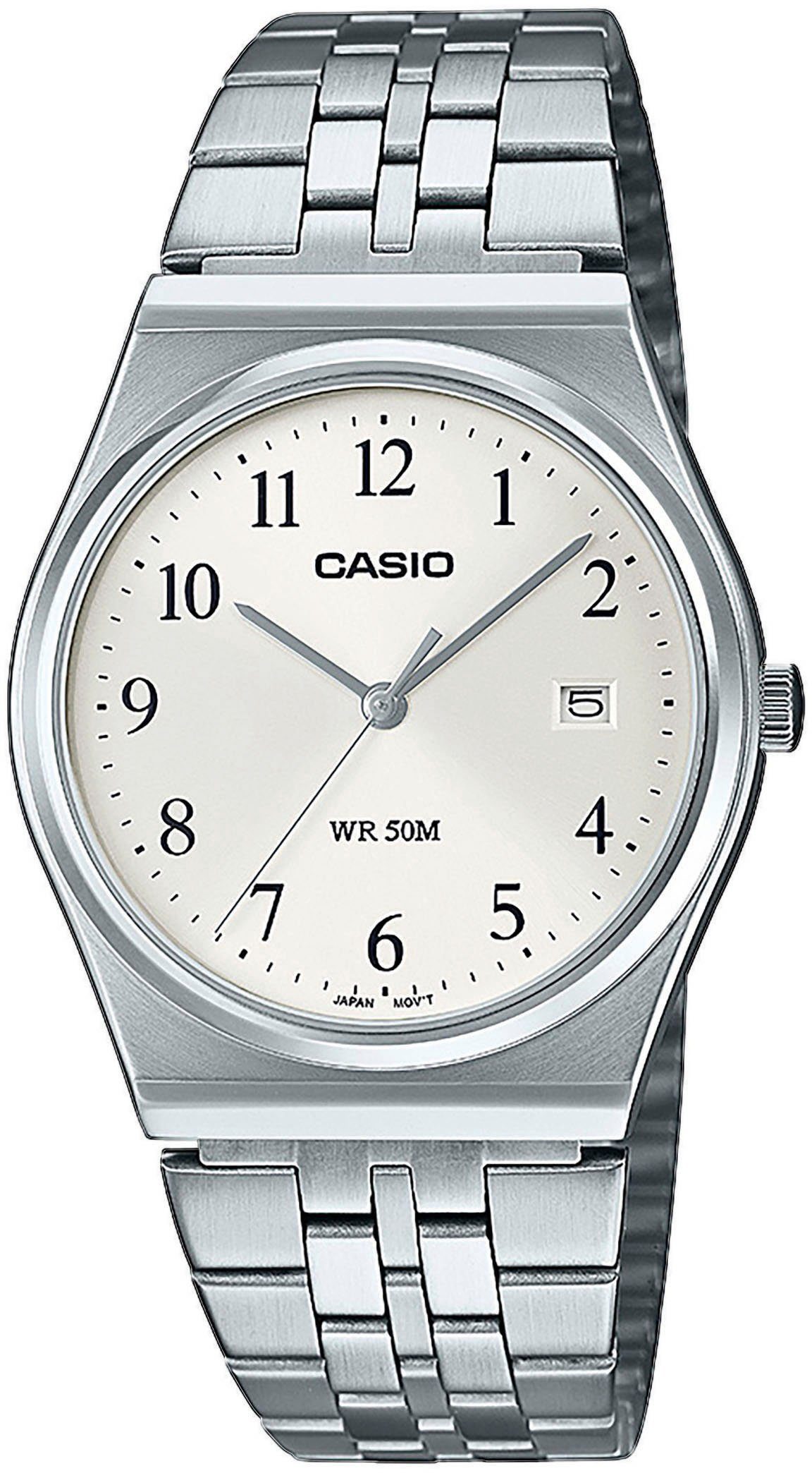 CASIO TIMELESS COLLECTION Quarzuhr MTP-B145D-7BVEF, Armbanduhr, Herrenuhr, Damenuhr, analog, Datum, Edelstahlarmband