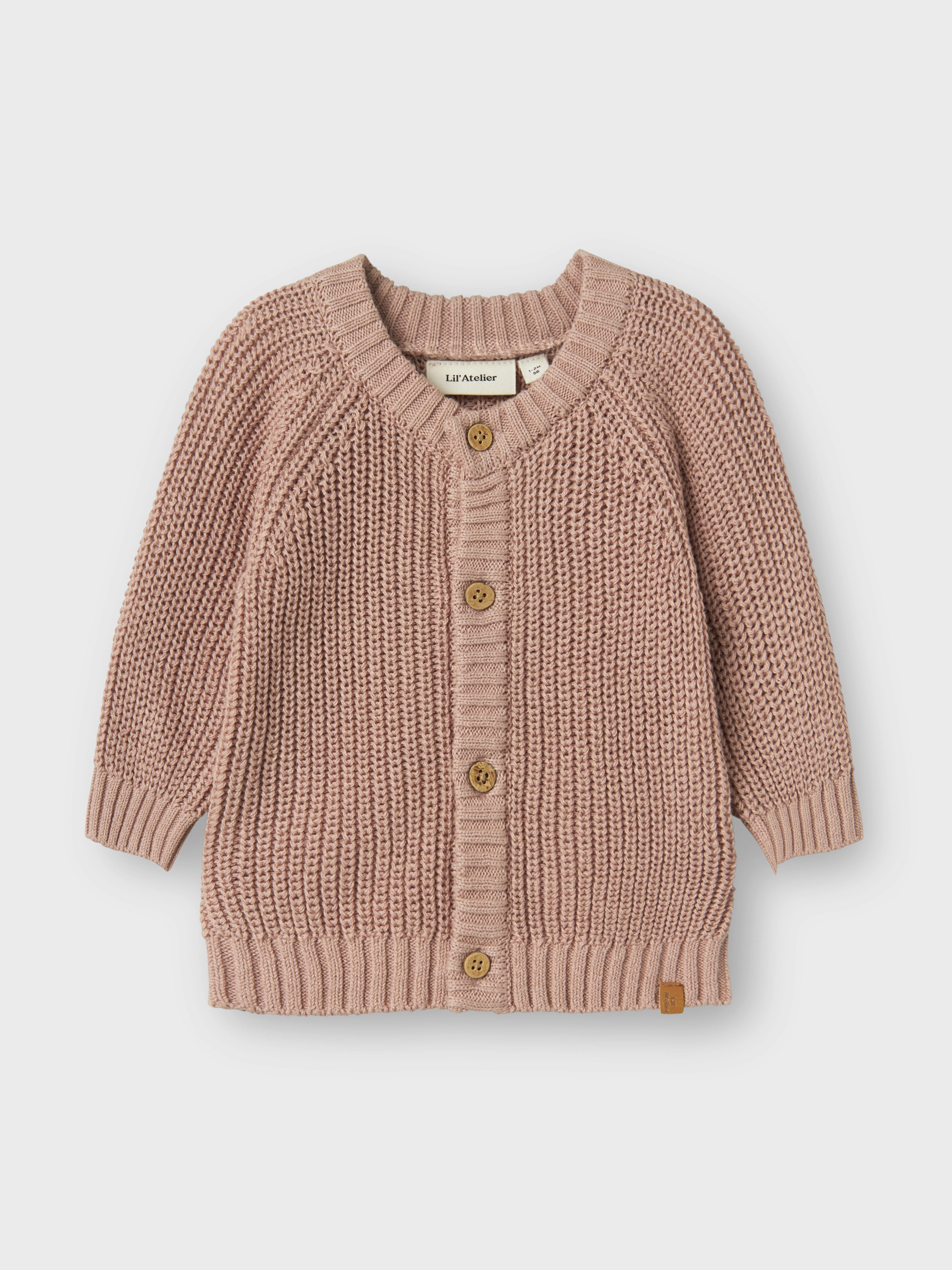 Lil' Atelier Strickjacke NBNEMLEN LS KNIT CARD LIL NOOS weiche Baumwolle, Rippstrick – Bild 2 von 5