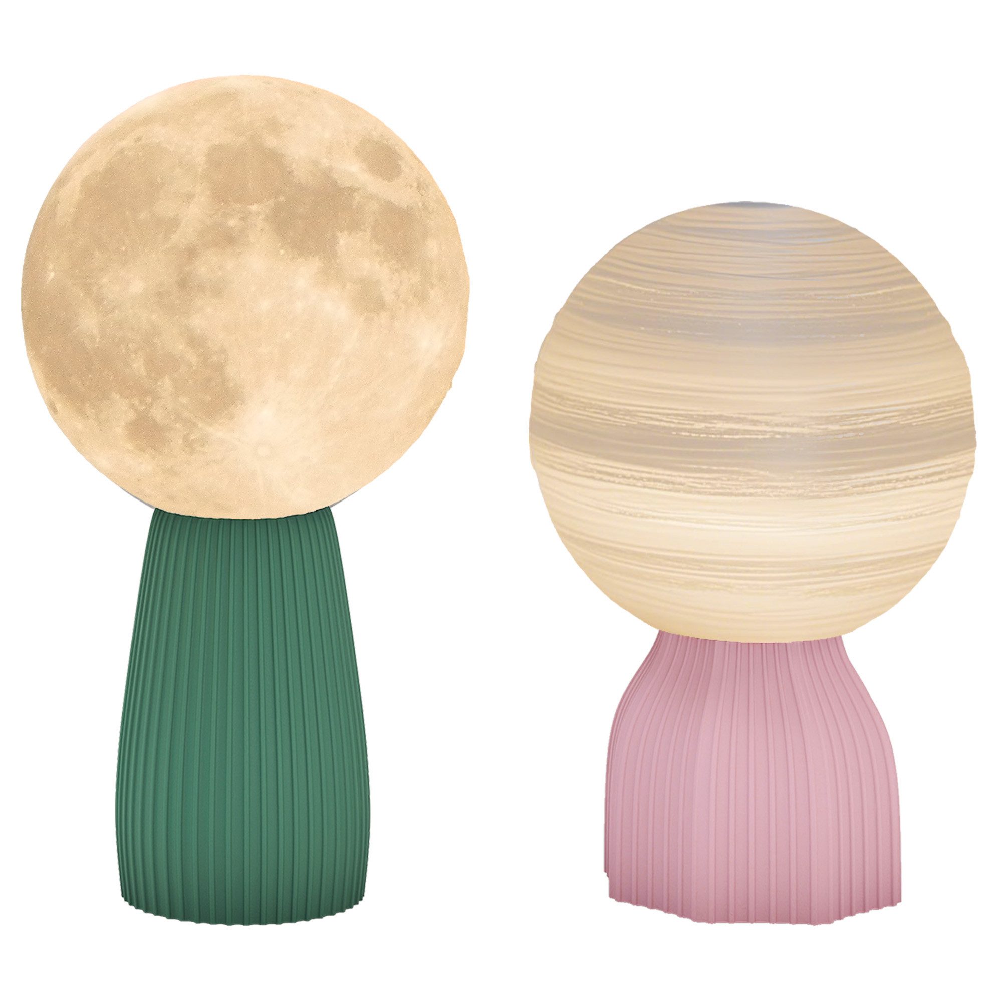 Novzep Schreibtischlampe Tischlampen-Set in Planeten-Optik, 3-farbig, USB, Kunststoff