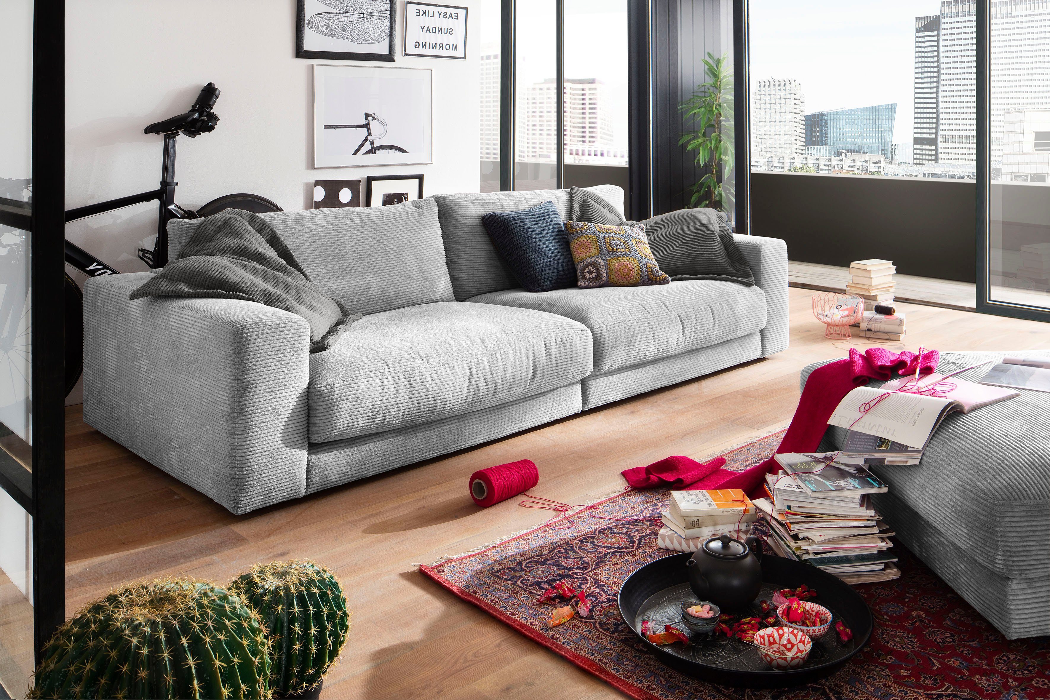Loungemöbel, Big-Sofa stylisches und Breitcord Zeitloses Candy Fein- in 3C und Enisa,