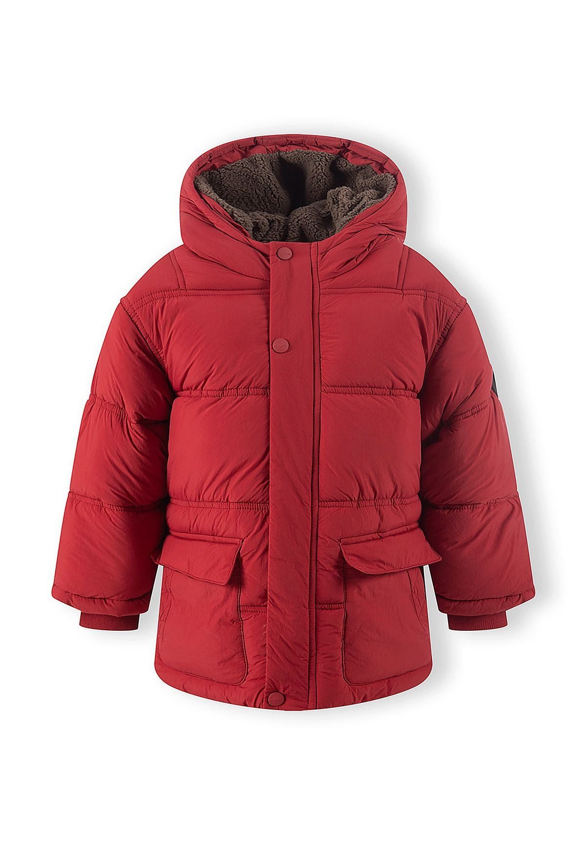MINOTI Winterjacke für Jungen, Steppjacke mit Kapuze, wattiert mit Teddyfutter
