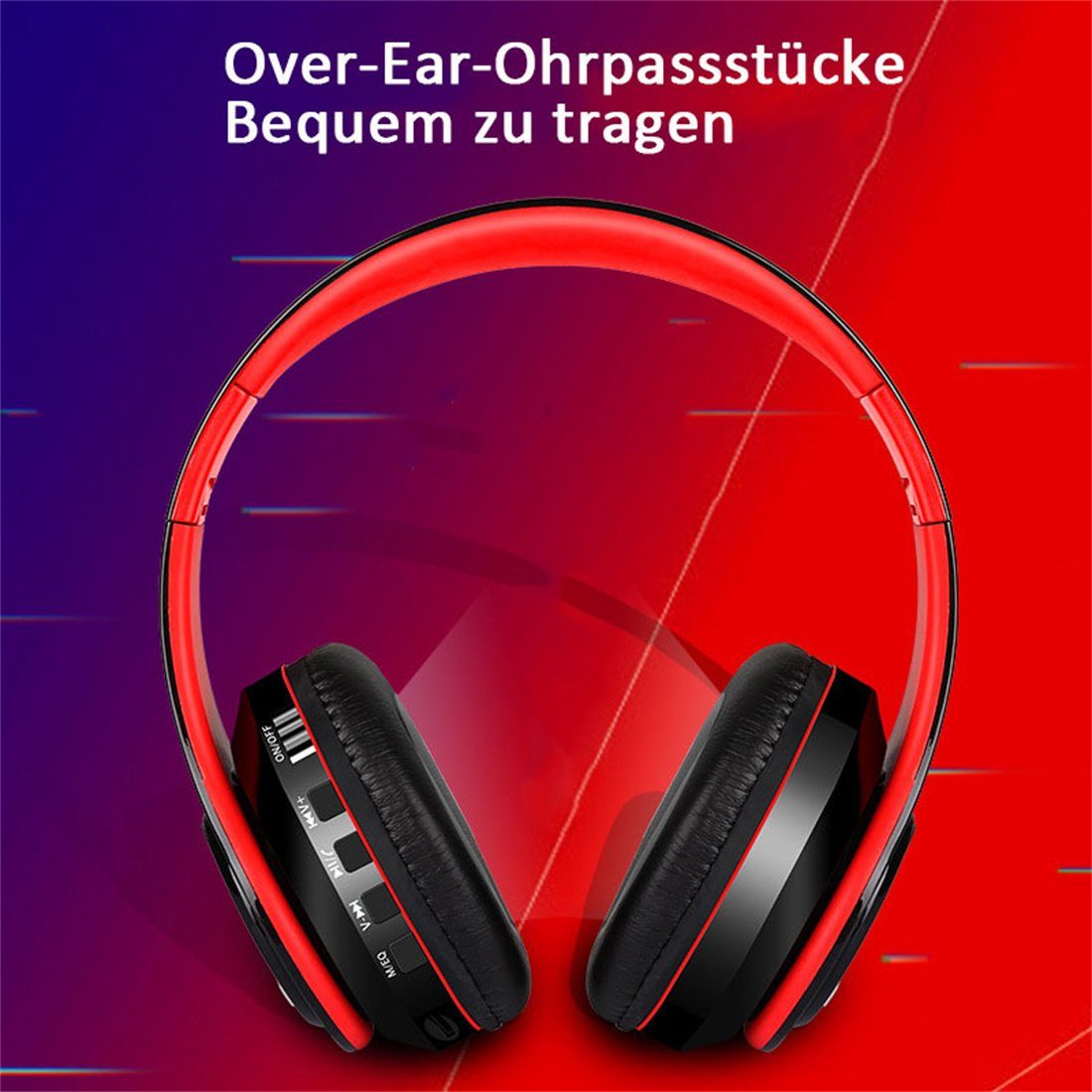 DÖRÖY Stereo-Sound Rot kabelloses Plug-in-Sport-Headset, Bluetooth-Headset, Bluetooth-Kopfhörer