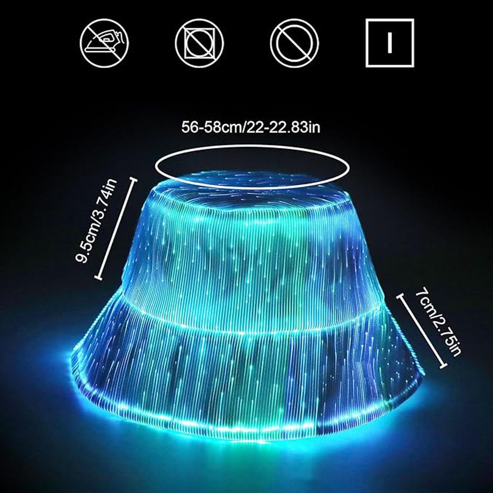 PRIISF Verkleidungsmaske LED Lichtmütze Neon Disko Farbblinkende Fischerhut Blitz Leuchtkappe, (LED-Hut verstellbar beleuchtet, 7 Farben für Damen und Herren, mit blinkender LED-Krempe lustig beleuchtet), Kostüm Mütze für Weihnachten Halloween Geburtstag Hochzeit Festival