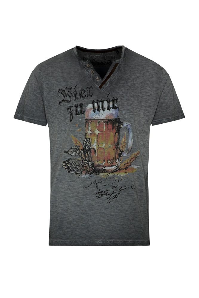 Hangowear T-Shirt HangOwear Herren T-Shirt Bernhard Grau ? Trachten Shirt mit Bierkrug