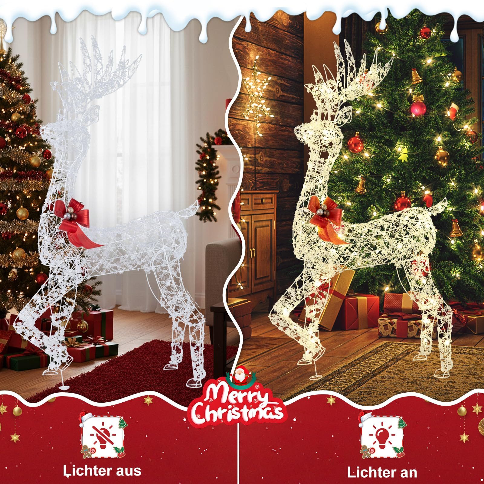 COSTWAY Weihnachtsfigur (1 St), LED Rentier, Weihnachtsdeko, 150cm hoch günstig online kaufen
