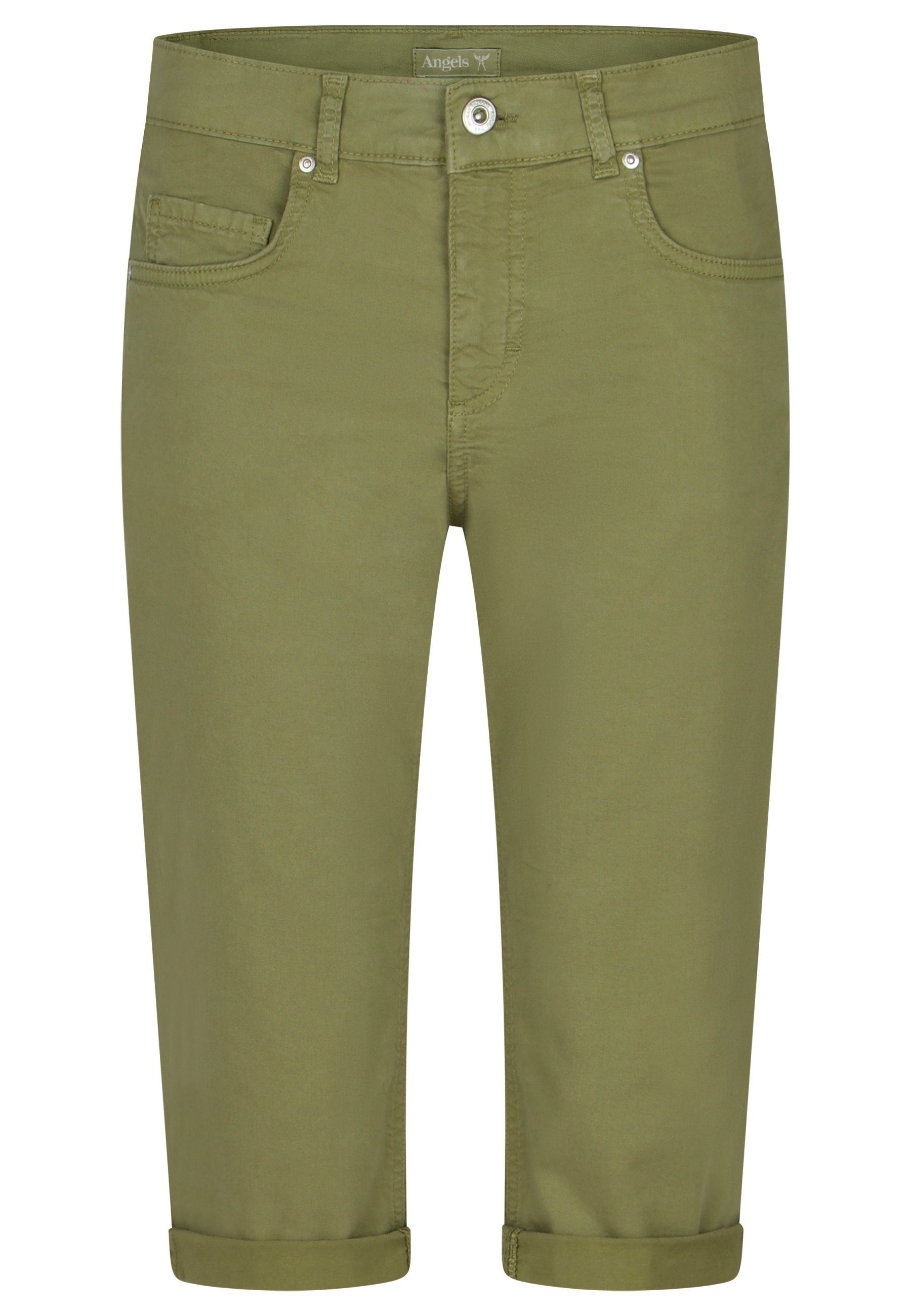 ANGELS Slim-fit-Jeans 5-Pocket-Hose Capri khaki TU Label-Applikationen mit