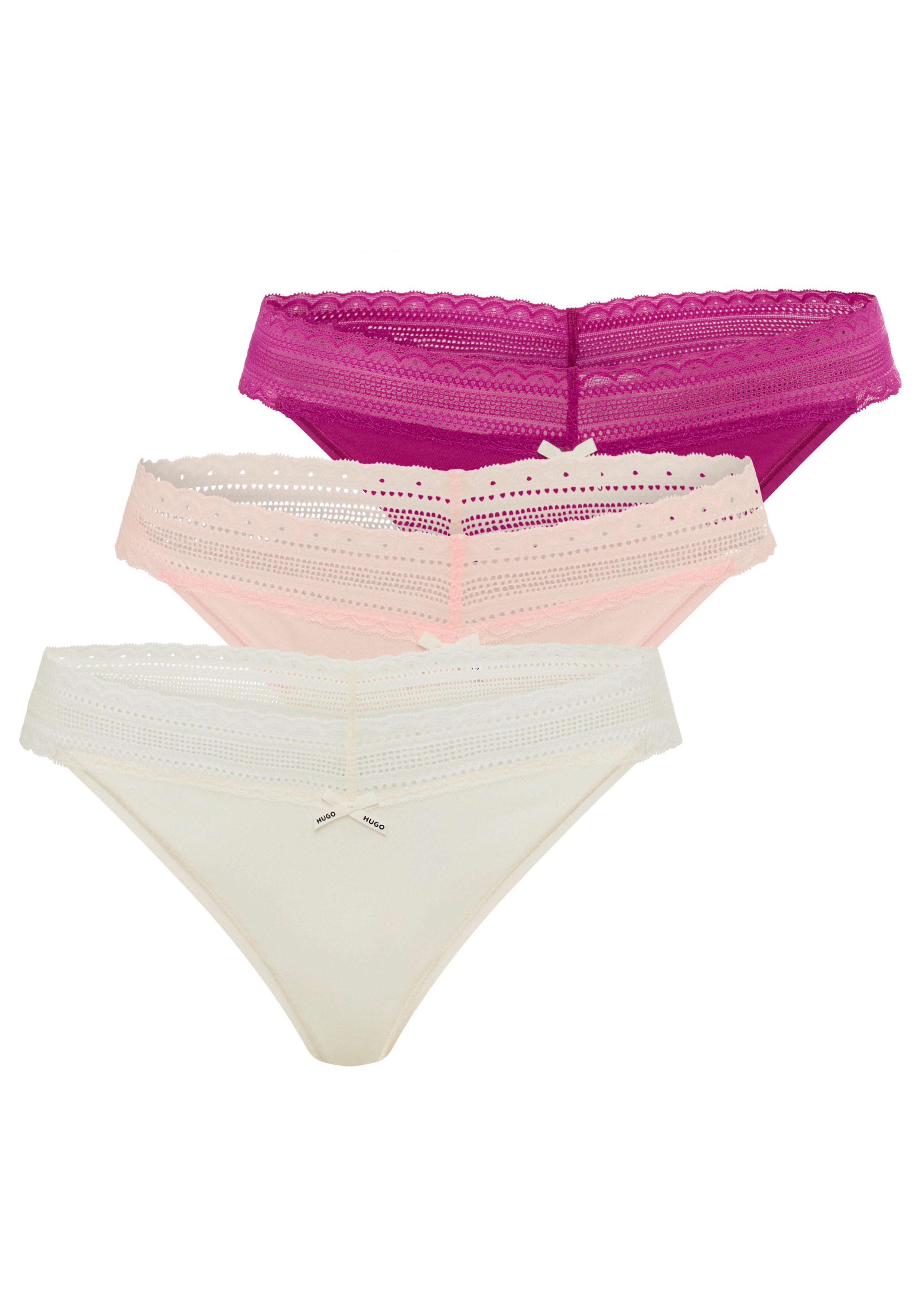HUGO String Lace (Packung, 3-St) mit Spitzeneinsatz