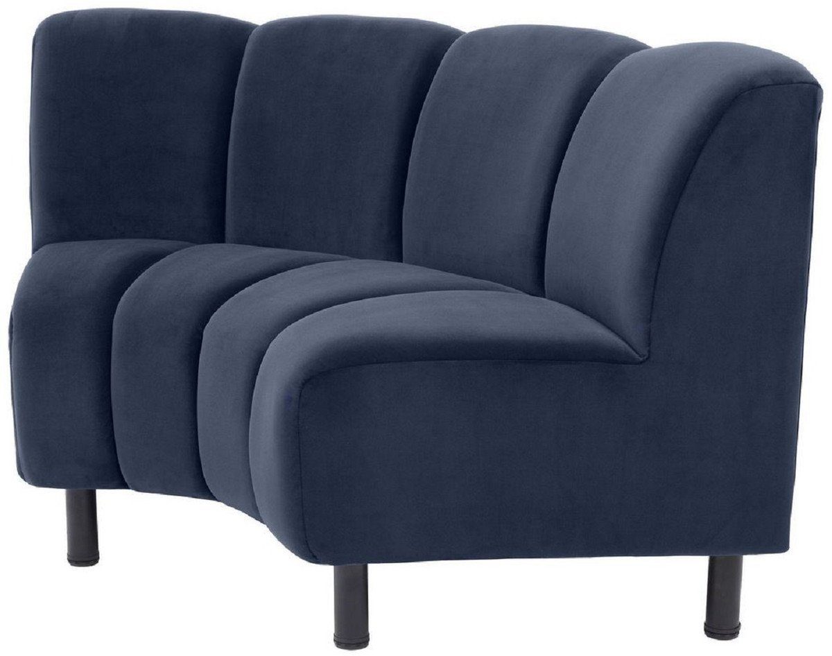 Casa Padrino Sofa Luxus Samt Schwarz x - H. Couch Wohnzimmer x cm Möbel 87 Erweiterbares & Sofa - 114 / 75 Luxus Mitternachtsblau Gebogenes