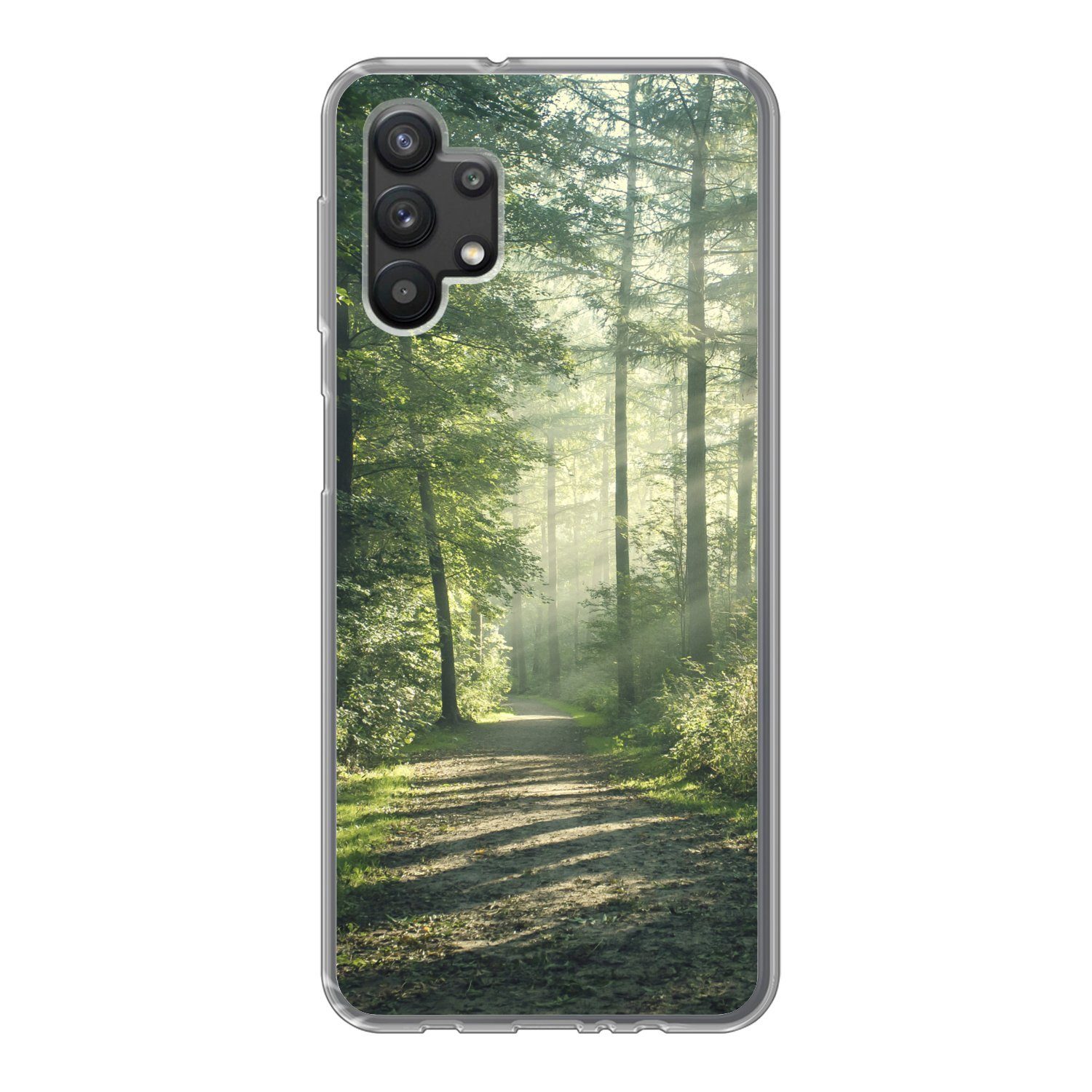 MuchoWow Handyhülle für Samsung Galaxy A32 5G Wald - Weg - Sonne - Bäume - Grün - Natur, Smartphone-Bumper, Print, Handy Schutzhülle Dünn