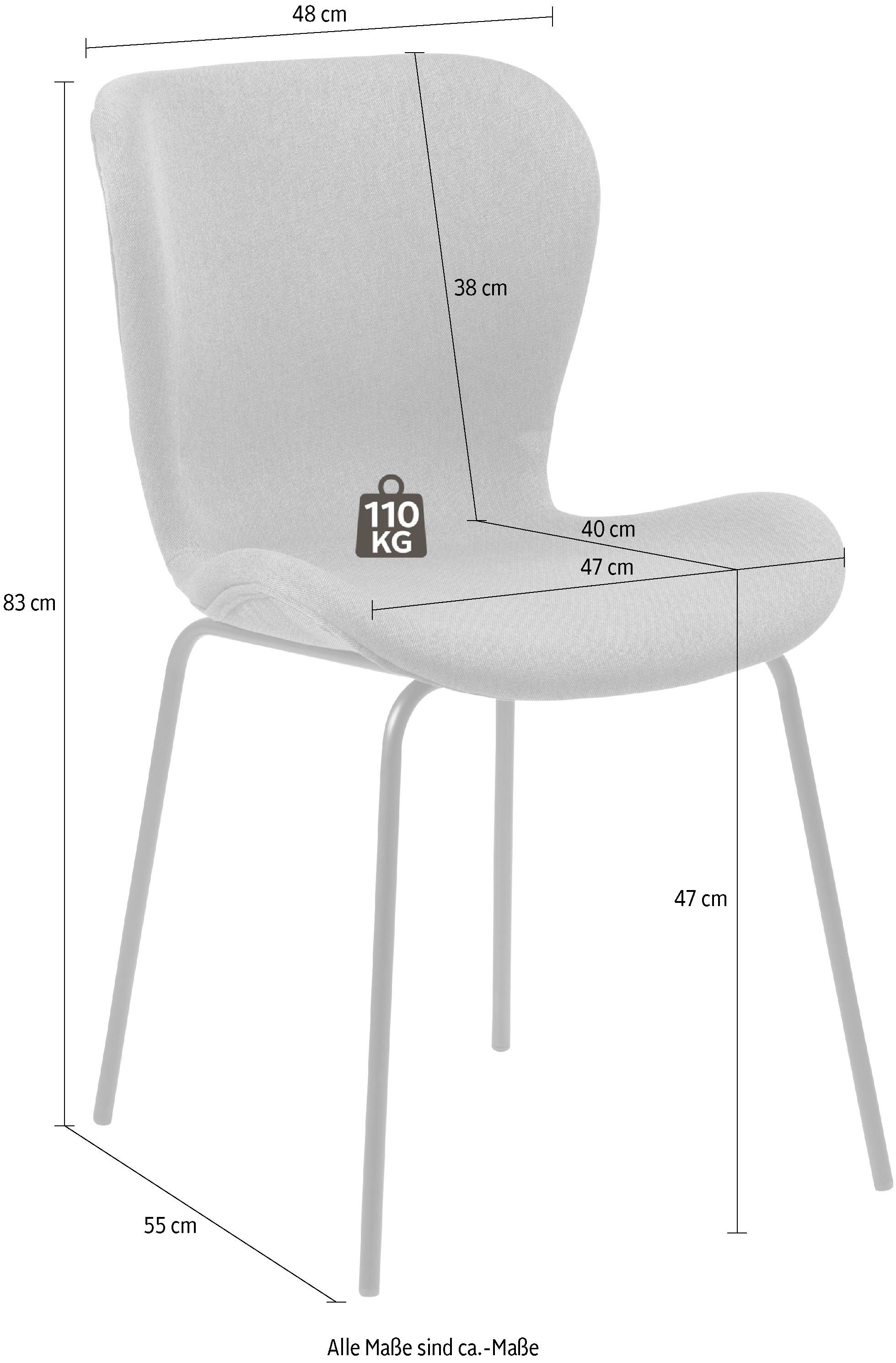 47 cm ACTONA Sitzhöhe 2er Webstoff Metallbeinen, Bezug, Set, Esszimmerstuhl, GROUP schwarzen
