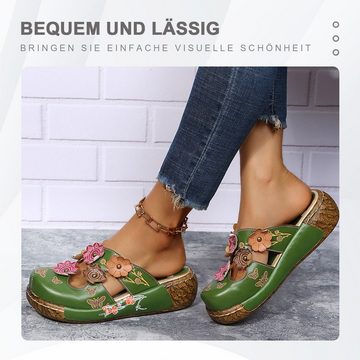 Daisred Schlappen Damen Sandalen Vintage Blume Pantoletten Hausschuhe Clog