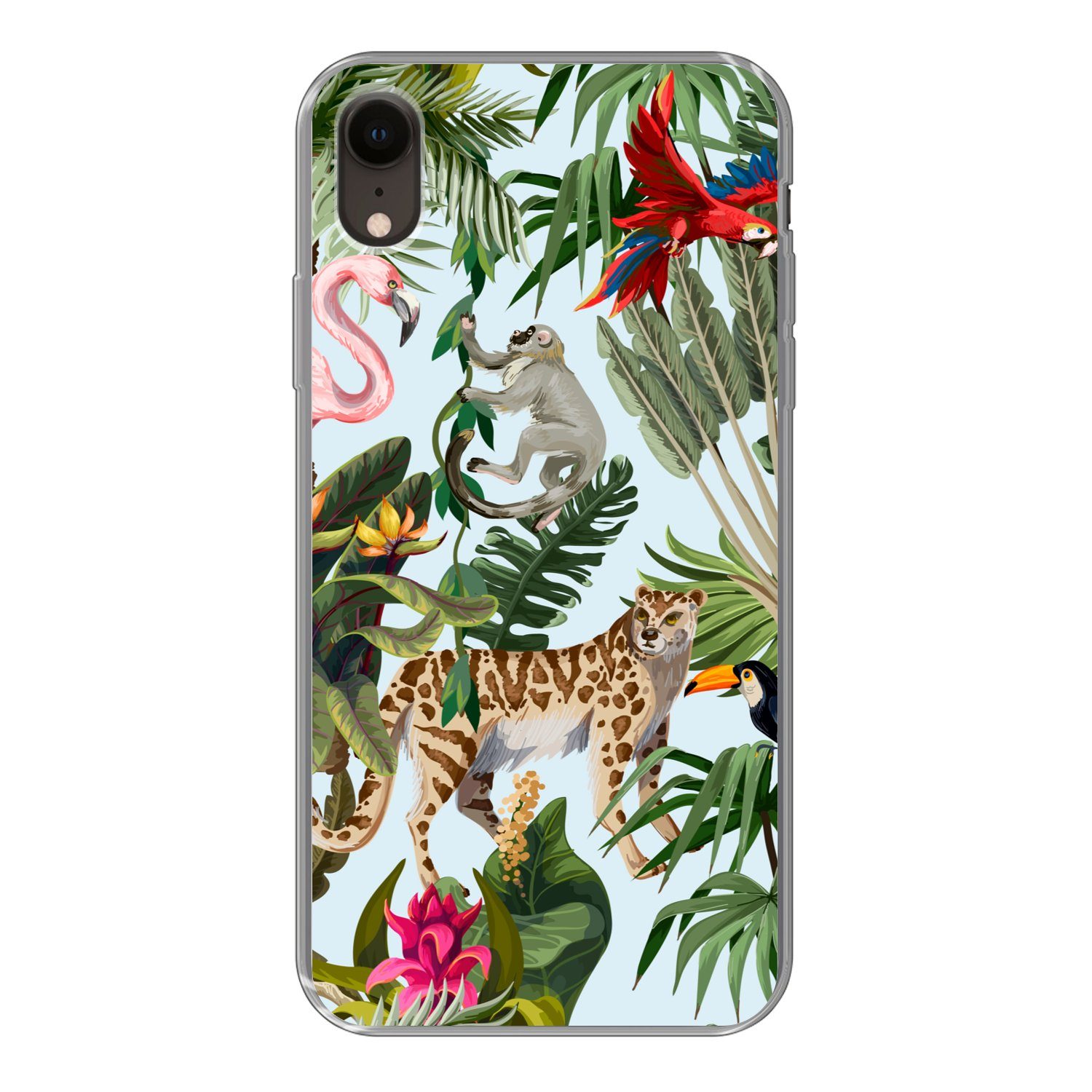 MuchoWow Handyhülle für Apple iPhone XR Dschungel - Tiere - Mädchen - Kinder - Jungen - Fl, Smartphone-Bumper, Print, Handy Schutzhülle Dünn