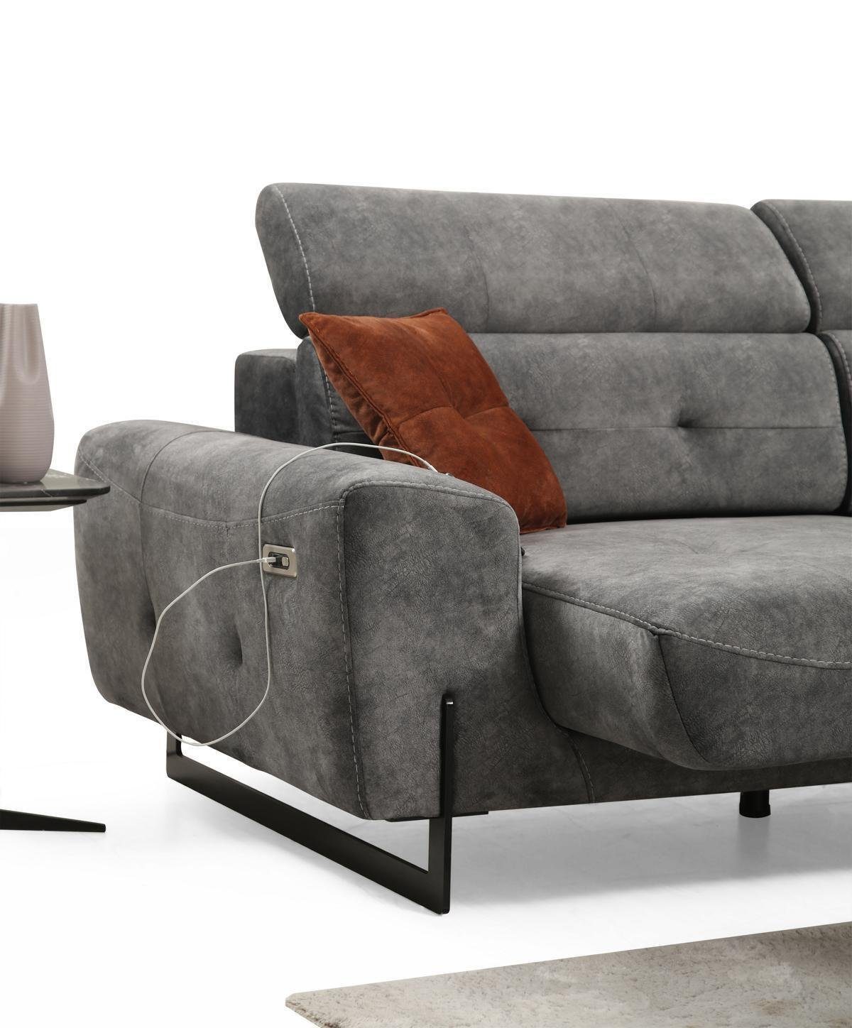 JVmoebel Couch Ecksofa Sofa in U-Form 5 Designer Grau Ecksofa Made Europa Wohnzimmer Polster, Teile,