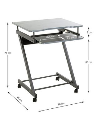 HAKU Beistelltisch HAKU Möbel Computertisch auf Rollen - anthrazit - H. 75cm x B. 60cm