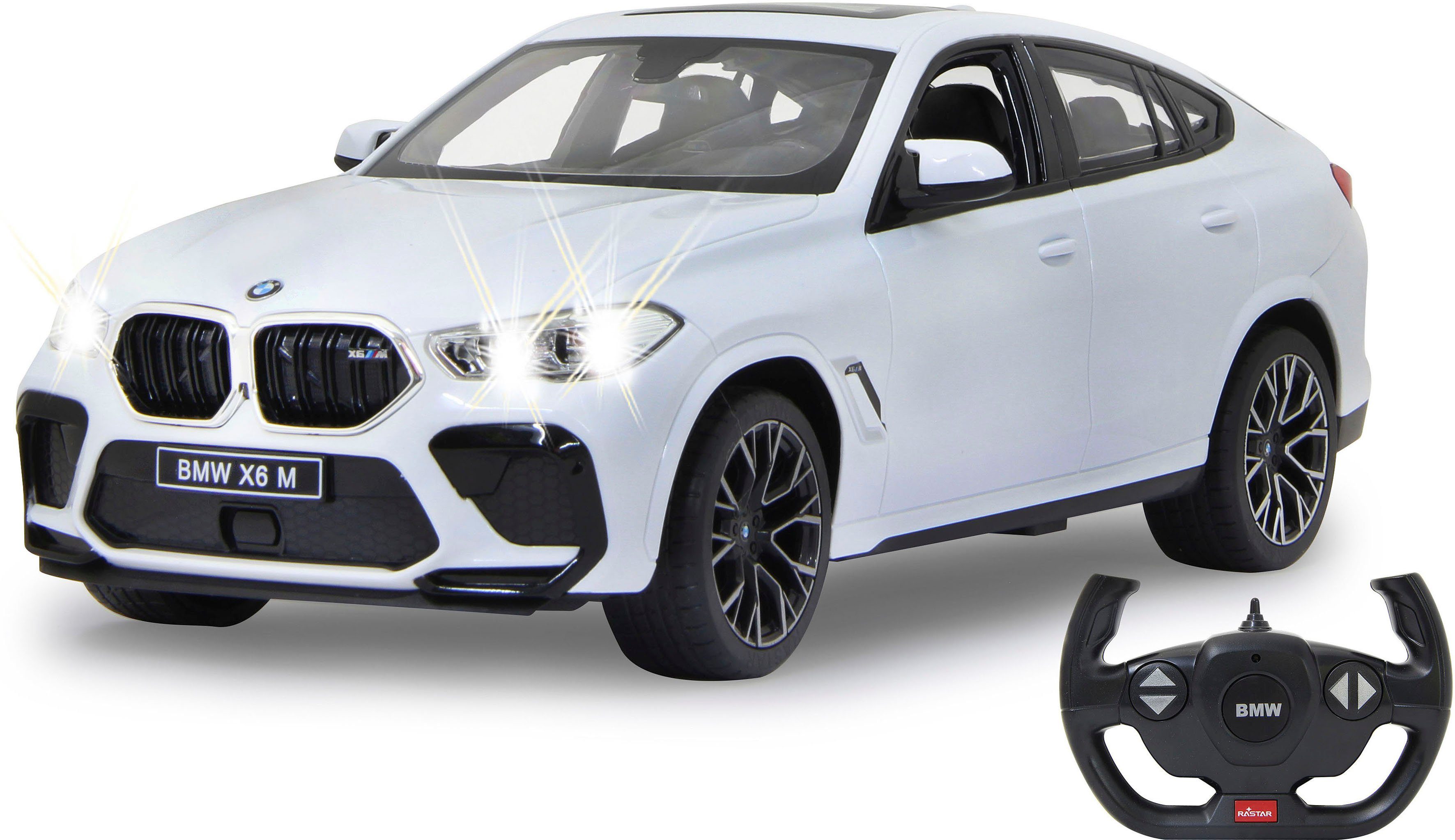 Jamara RC-Auto Deluxe Cars, BMW X6 M 1:14, weiß - 2,4 GHz, mit LED-Lichtern