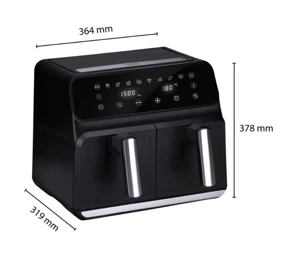 *Alpina* Heißluftfritteuse Airfryer Dual Zone 8L, 1700 W, verwendet 80% weniger Fett