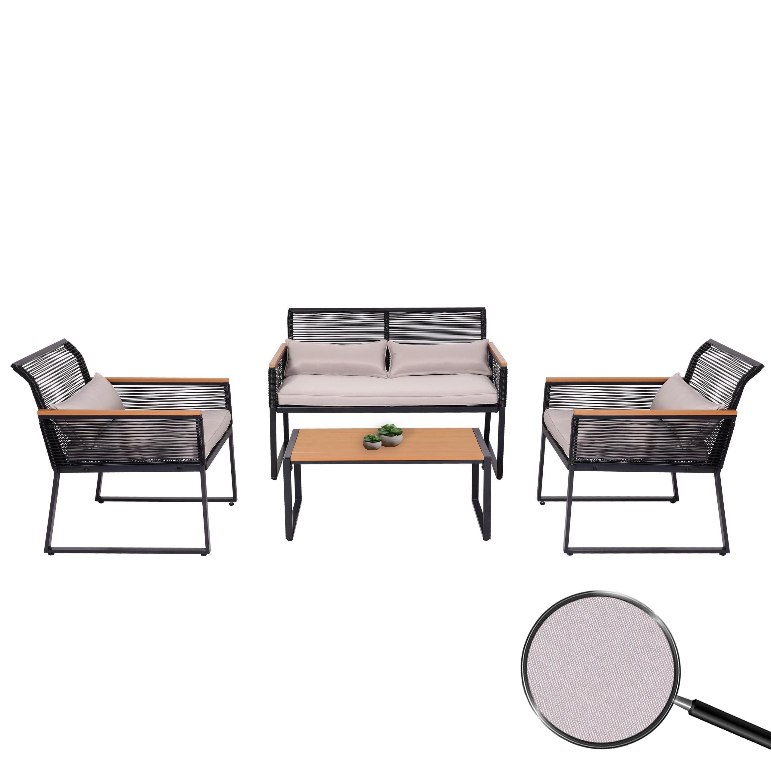 MCW Loungeset MCW-K42, (4-tlg), Bezug mit UV-Schutz, Stabiles Gestell aus Stahl