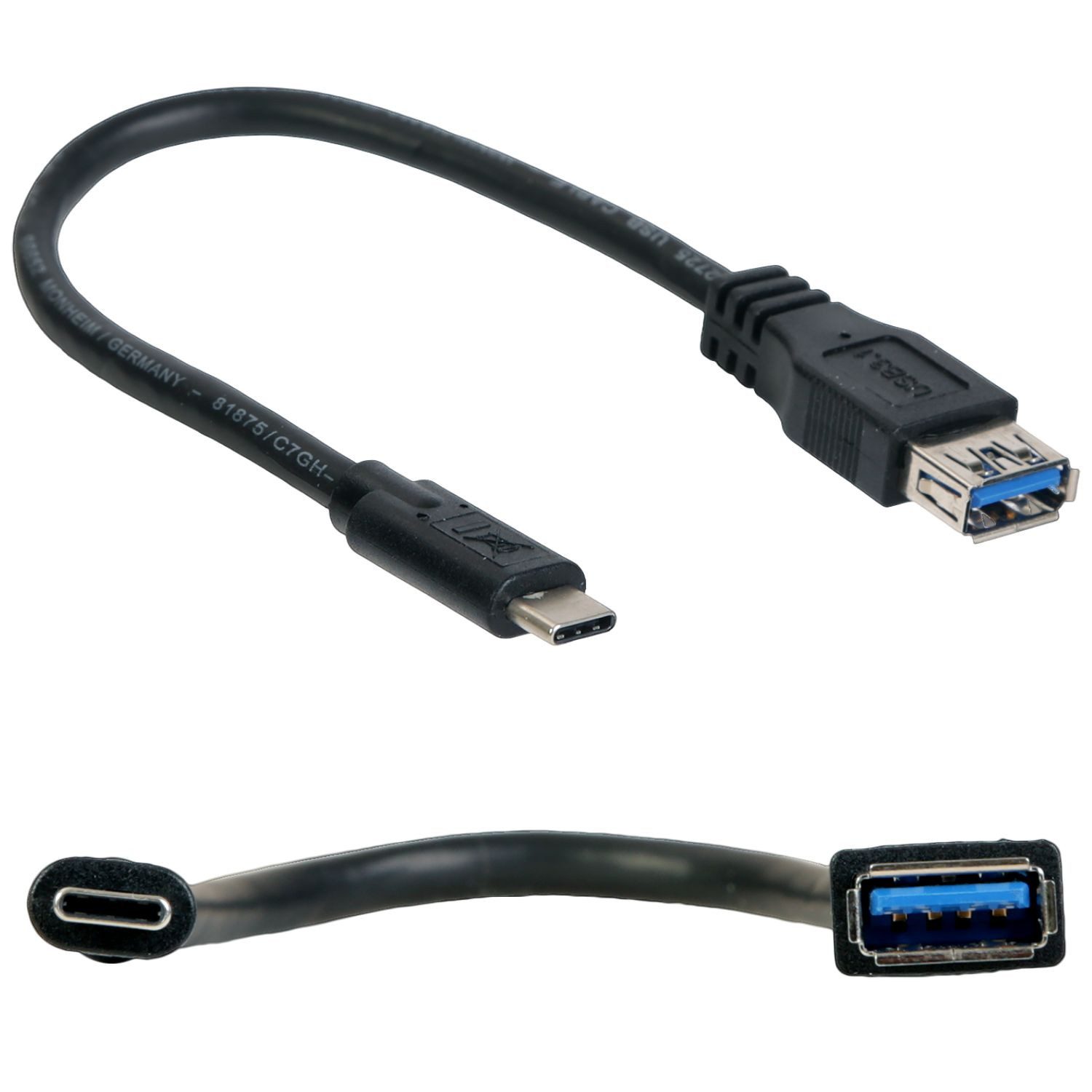 Hama USB-C zu USB-A 3.1 Gen 1 OTG Adapter USB-Kabel, USB-C, USB-A (25 cm), USB-C auf USB-A Buchse Konverter für PC Notebook Smartphone Tablet