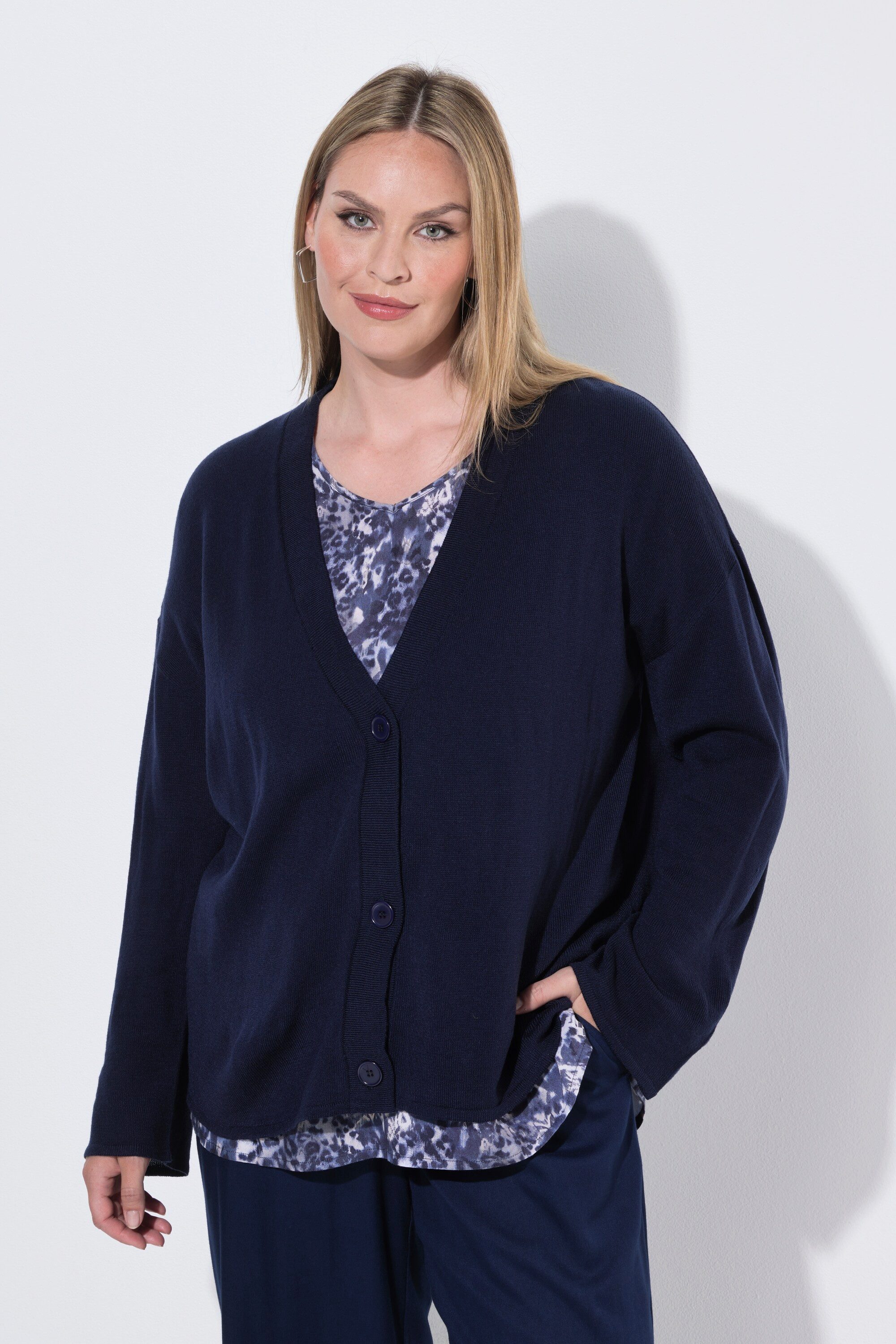 MIAMODA Strickjacke Strickjacke Boxy Fit weiter Langarm