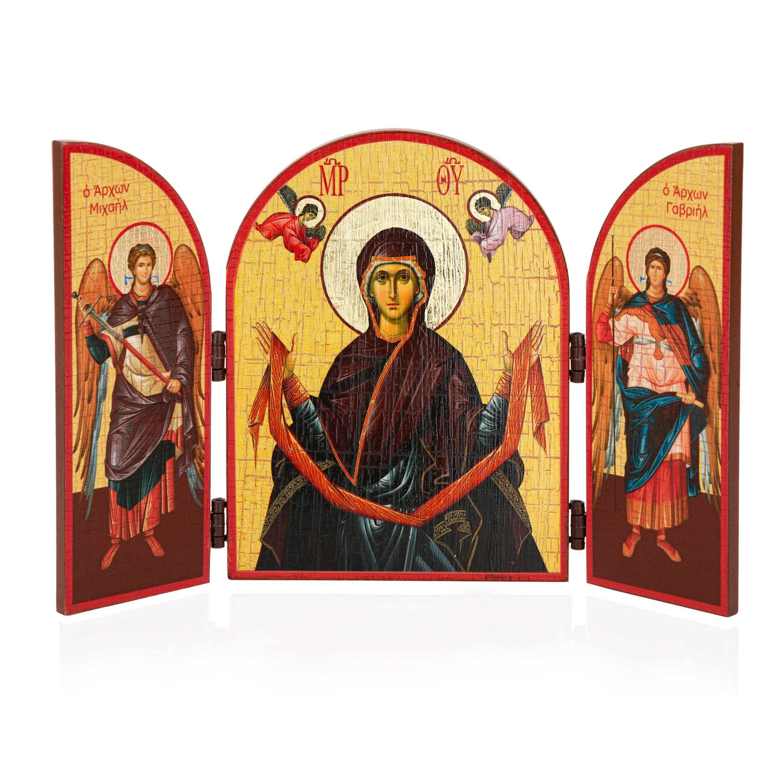 NKlaus Gottesmutter Siebenpfeilige Ikone Im Rahmen Mit Glas 14x16cm Christlich 11359