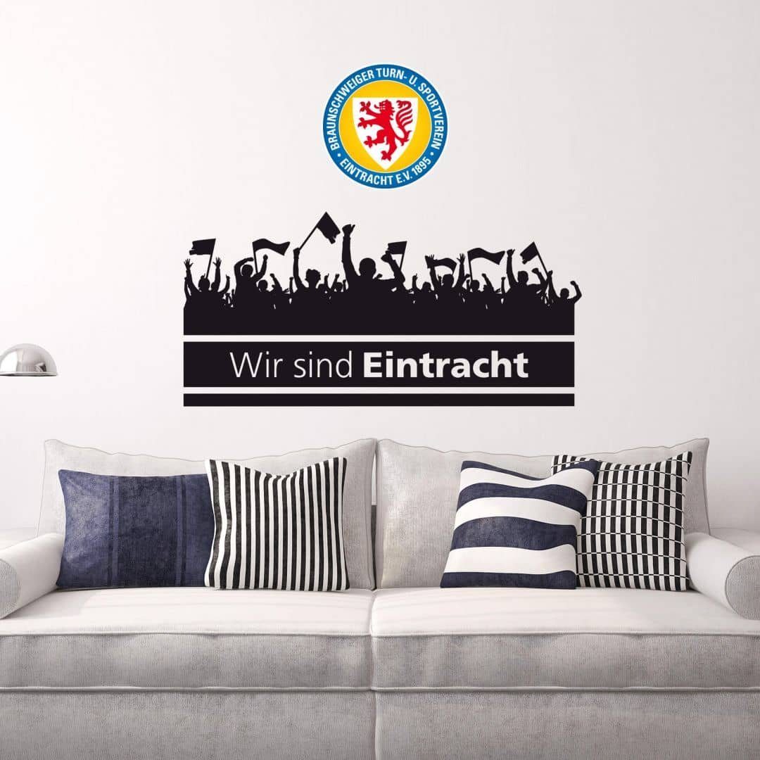 Eintracht Braunschweig Wandtattoo Fußball Wandtattoo Wir sind Eintracht Fans Logo Löwenstadt, Wandbild selbstklebend, entfernbar
