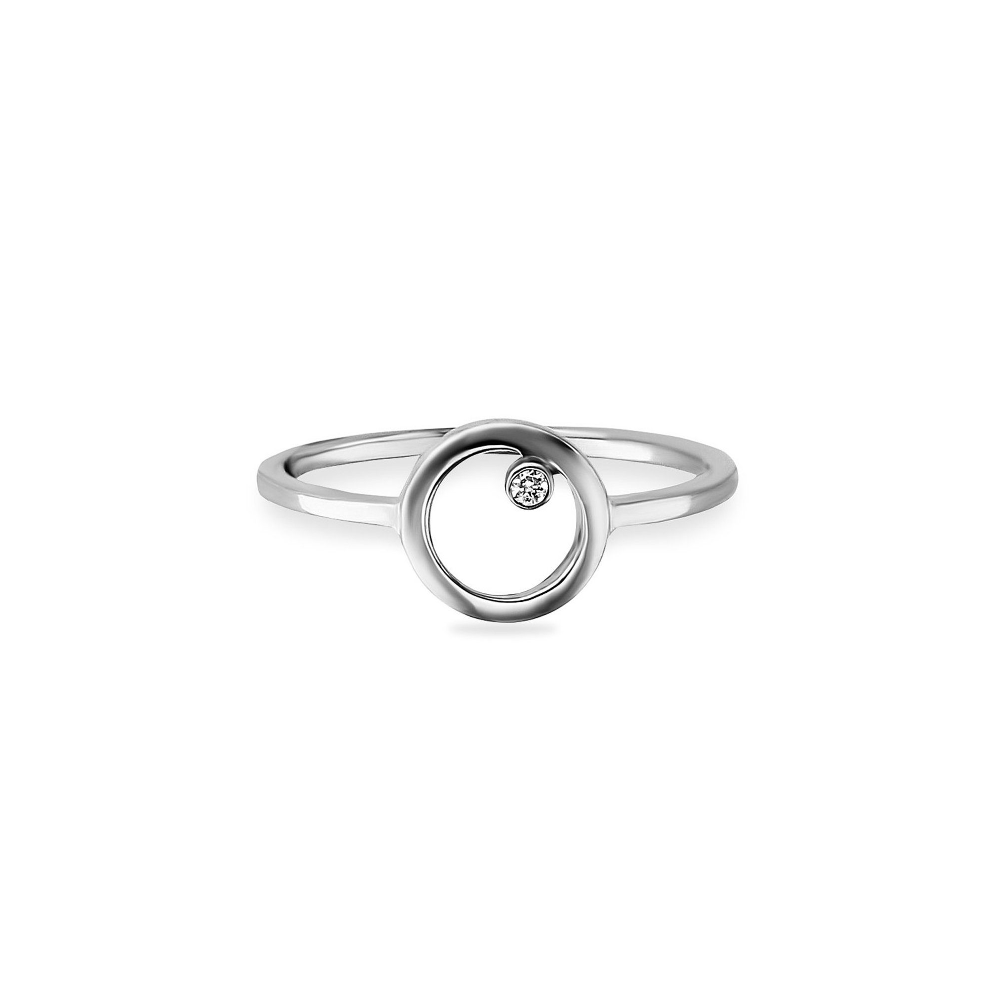 CAÏ Fingerring 925 Sterling Silber rhodiniert Zirkonia Kreis