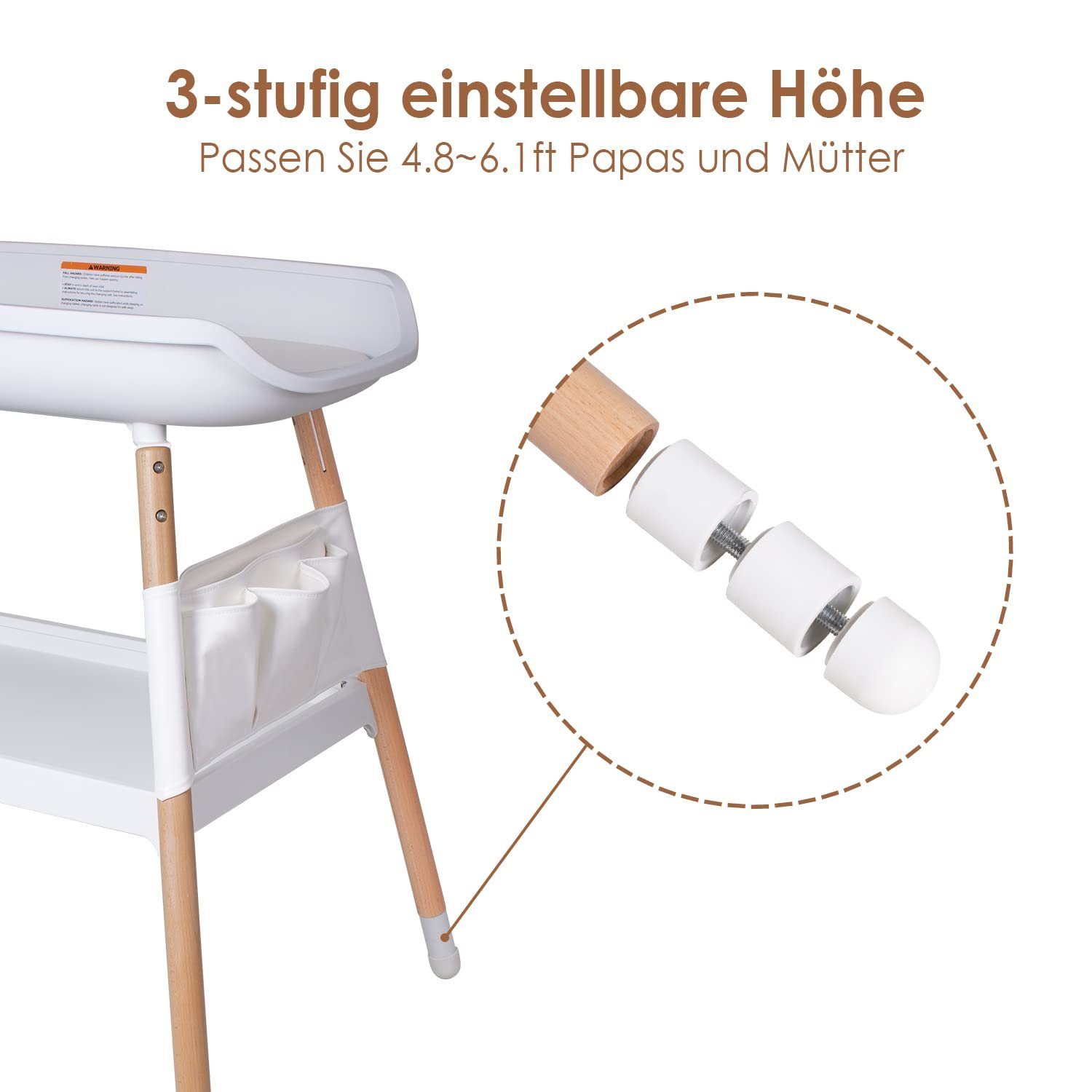 beberoad Wickeltisch Höhenverstellbar Wickelkommode Babys und Kleinkinder bis 11kg
