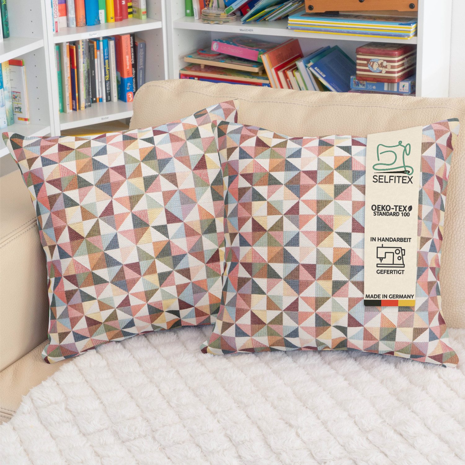 Selfitex Dekokissen mit buntem Muster im 2er Set, 30x50/40x40/50x50 inkl. F günstig online kaufen