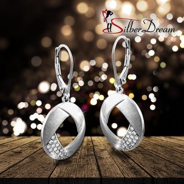 SilberDream Paar Ohrhänger SilberDream weiß Rund Ohrringe Zirkonia (Ohrhänger), Damen Ohrhänger Rund aus 925 Sterling Silber, Farbe: silber, weiß