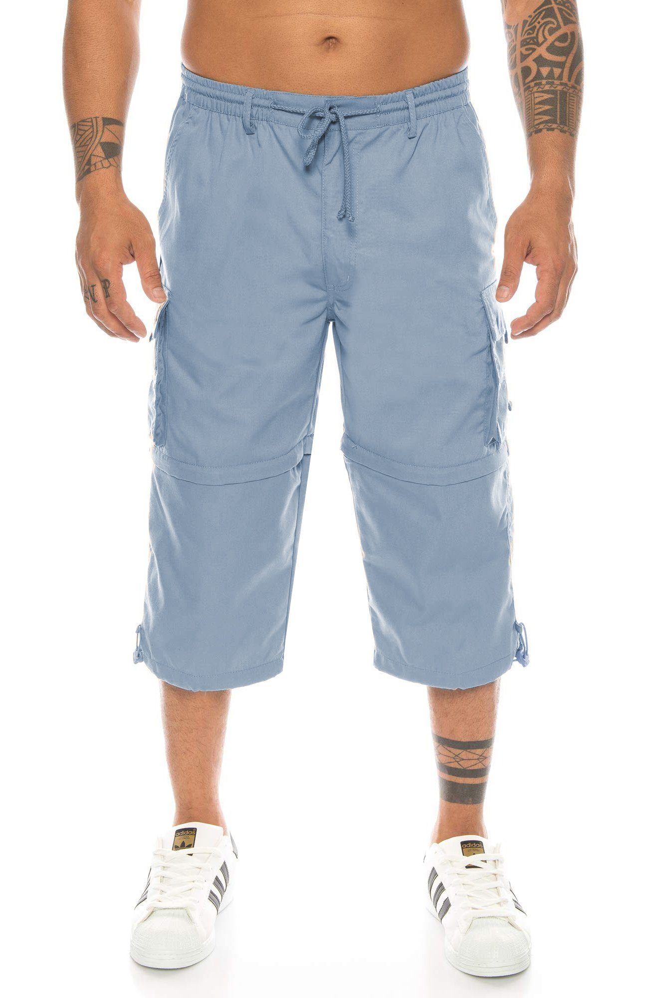 Hose herren Hellblau Collection Kurze Kendindza kurze Hose Cargo herren, 3/4 Taschen, Beine, Bermudas hose cargoshorts sommer Abnehmbare Herren Herren Herren Cargobermudas