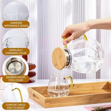 Lubgitsr Wasserkaraffe Glaskaraffe mit Deckel 2L, Wasserkaraffe im Diamant Design, Glaskrug, (1-tlg)