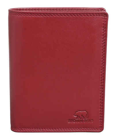 Brown Bear Geldbörse Modell 8002 Hochformat aus Echtleder mit 11 Kartenfächern, 3 Ausweisfächern und RFID Schutz Rot