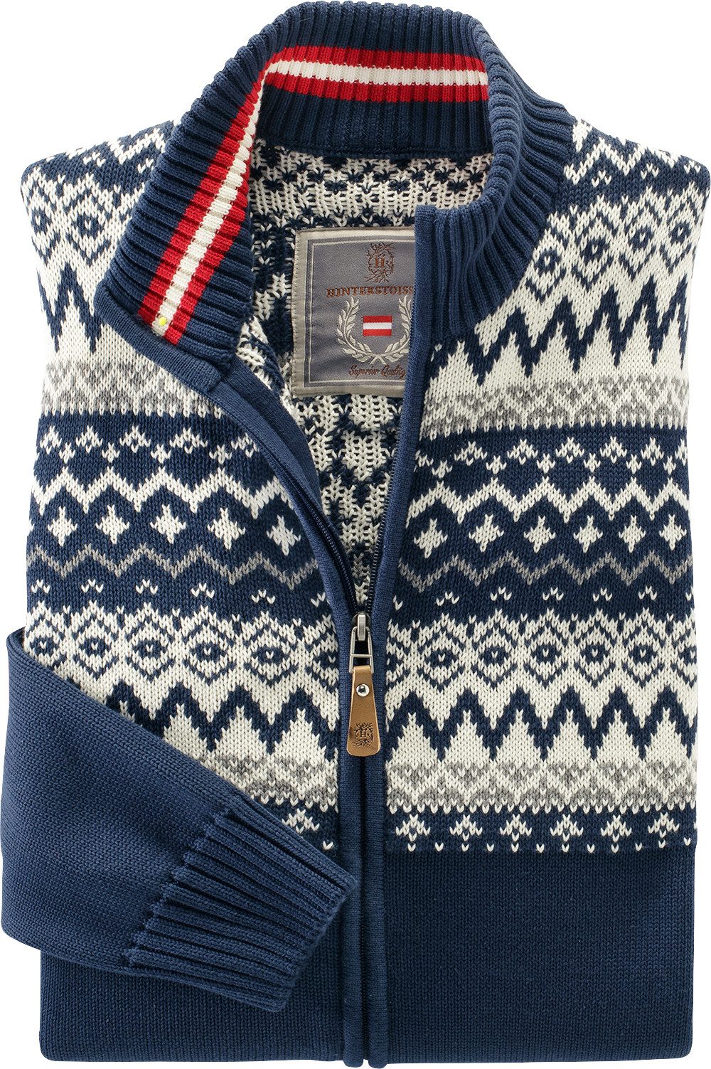 Hinterstoisser Strickjacke Mit charakteristischem Norweger-Muster