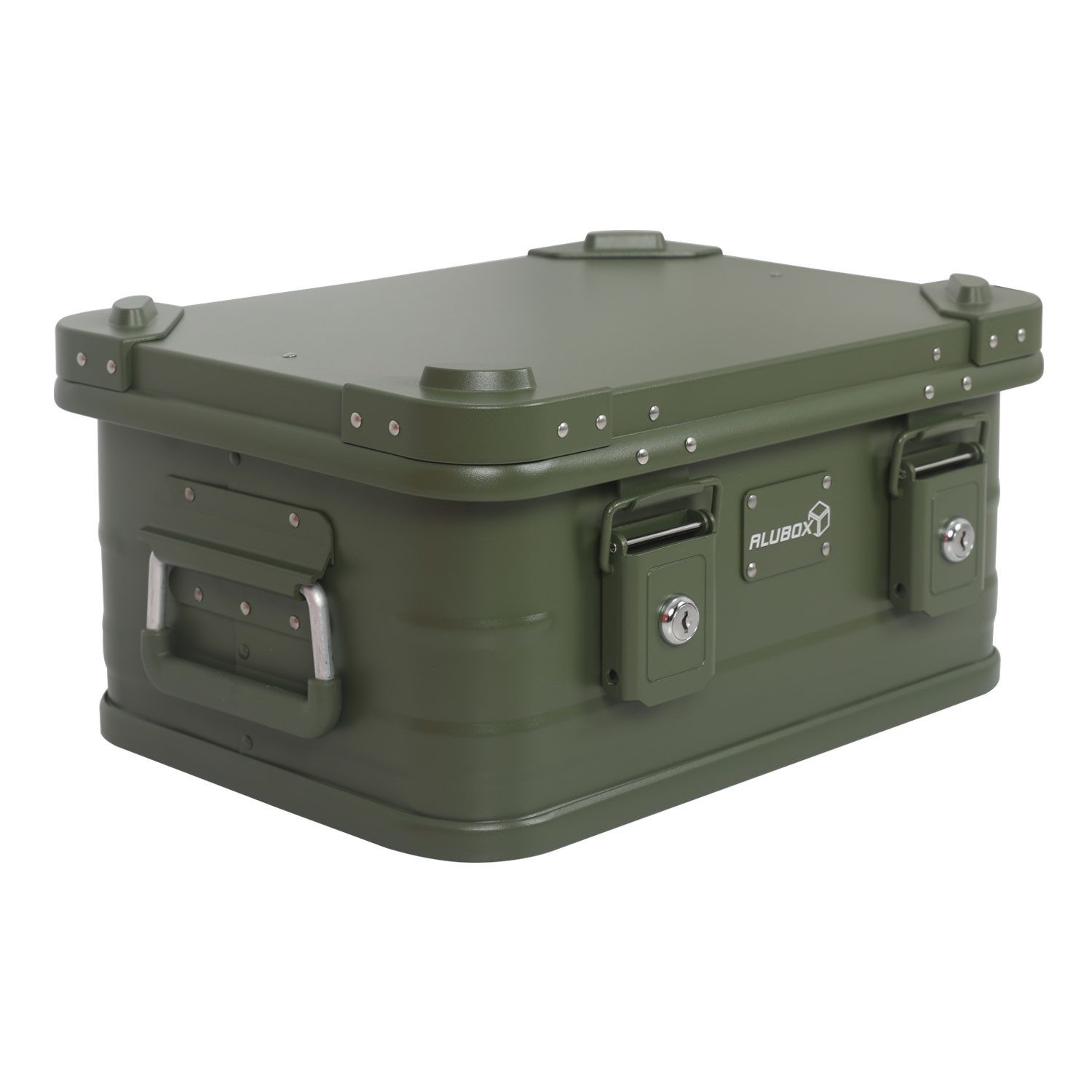 ALUBOX Aufbewahrungsbox mit Deckel Outdoorkiste in olivgrün 1 mm Wandstärke günstig online kaufen
