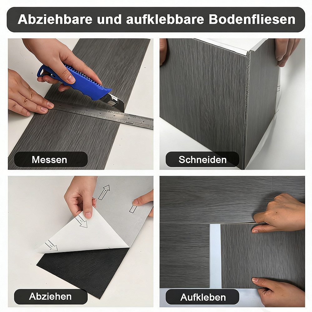 GLIESE Vinylboden Selbstklebend PVC Vinylböden für Küche, Badezimmer, Boden, Flur