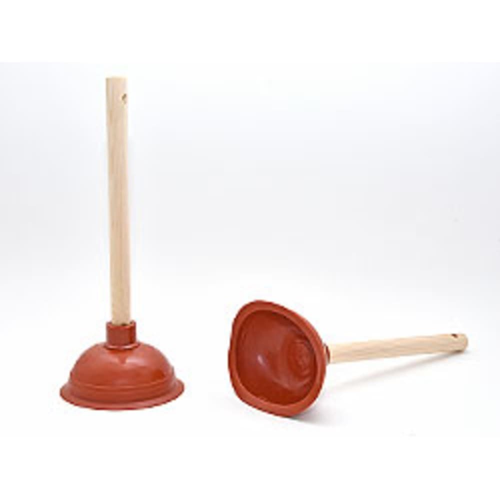 HundB Pümpel Saugglocke (Pümpel), Holz-Griff ca. 44 cm, Ø 15,5 cm, Rot, (Stück, 1 tlg., Pümpel), Pömpel Abflussreiniger Gummisauger Toilettenreiniger Rohrreiniger