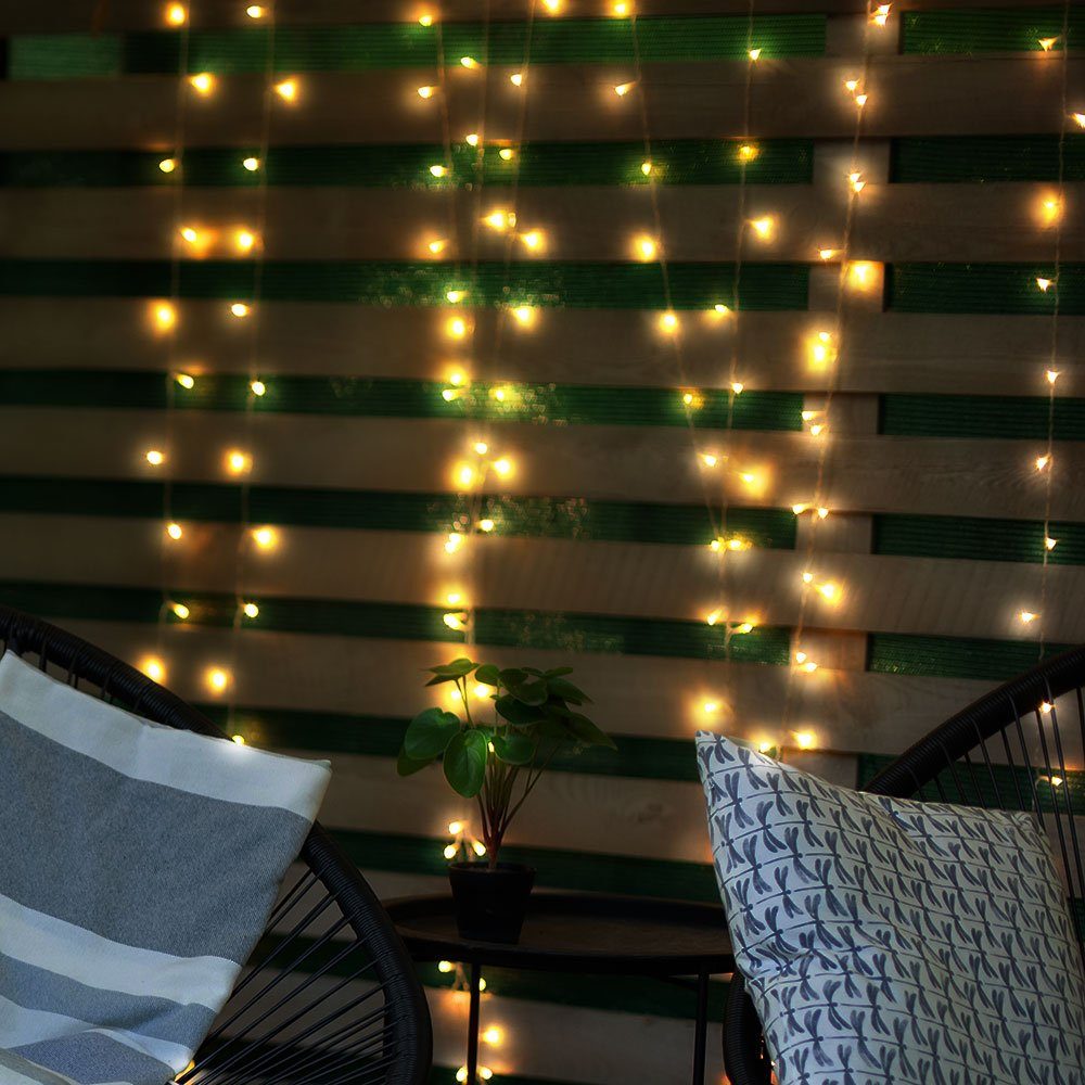 GLOBO LIGHTING LED Dekolicht, LED-Leuchtmittel fest verbaut, Warmweiß, 120x LED Lichterkette Dekolicht Weihnachten Terrassenleuchte 8x1m